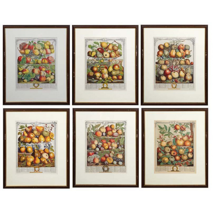 Appraisal: Set of Six Fruit Calendar Prints by H Fletcher from