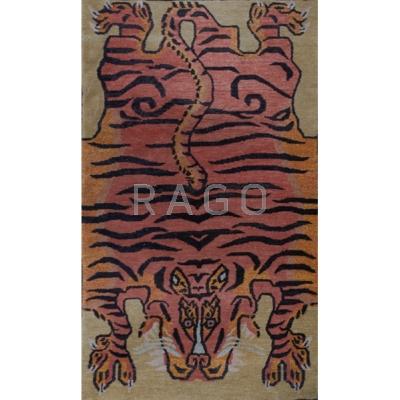 Appraisal: CHINESE Wool figural rug tiger design th c x Condition