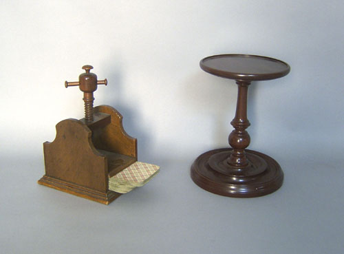 Appraisal: Card press together with a Williamsburg lamp stand and a