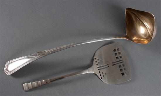 Appraisal: WMF Art Nouveau silver-plated punch ladle and an Art-Deco silver-plated