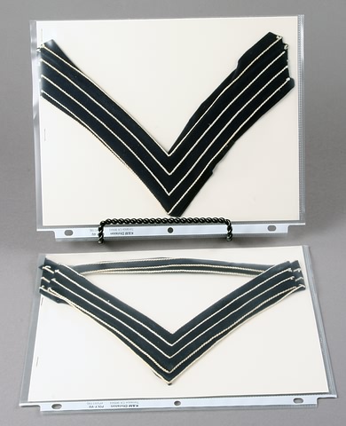 Appraisal: Infantry insignia pair of sergeants stripes with white piping