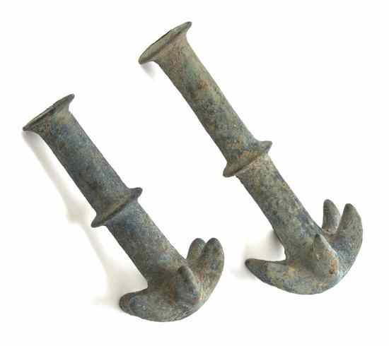 Appraisal: Two Greco-Roman Bronze Anchors each having a ringed shaft with