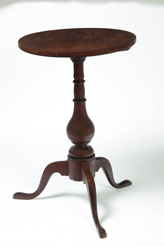 Appraisal: CHIPPENDALE CANDLESTAND New England late th century maple Dishtop on