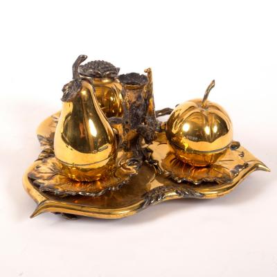 Appraisal: A Victorian silver gilt inkstand Robert Hennell London modelled as