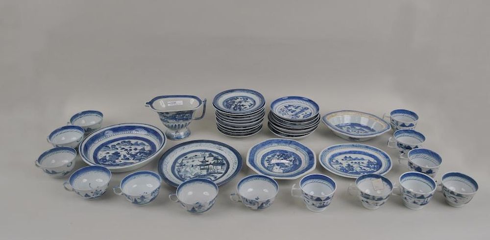 Appraisal: Large Estate Group Canton Porcelain Pieces comprising fourteen cups sixteen