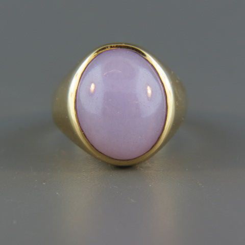 Appraisal: Lavender Jade Ring heavy k Gypsy style setting excellent