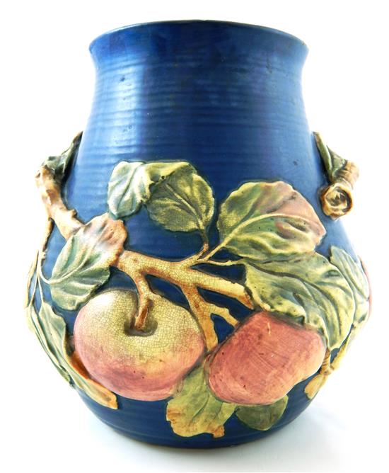 Appraisal: Apple blossom ceramic vase stamped Weller to base and signed