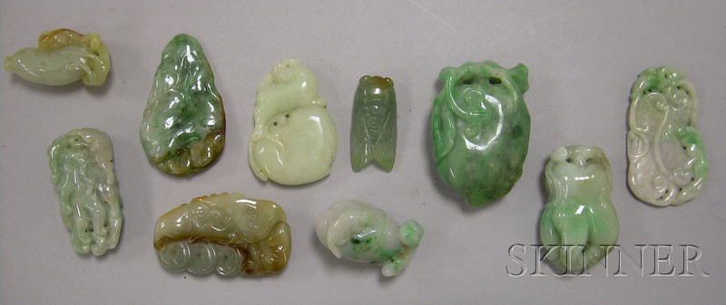 Appraisal: Ten Carved Jade Pendants and Other Items of various forms