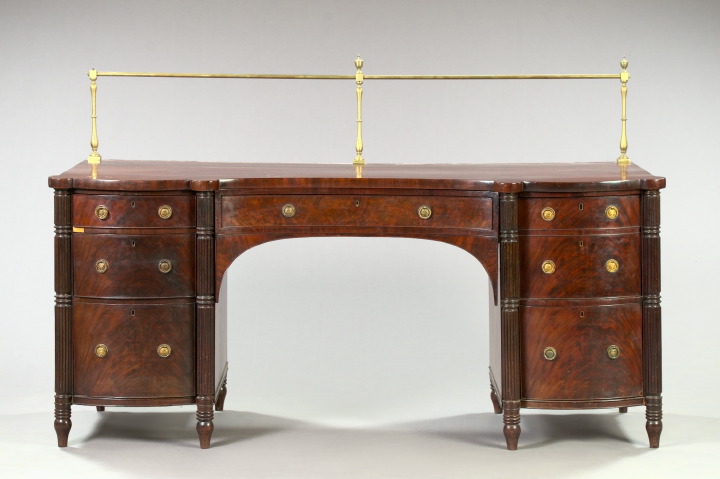 Appraisal: Edwardian Mahogany Sideboard ca the brass back rail above a