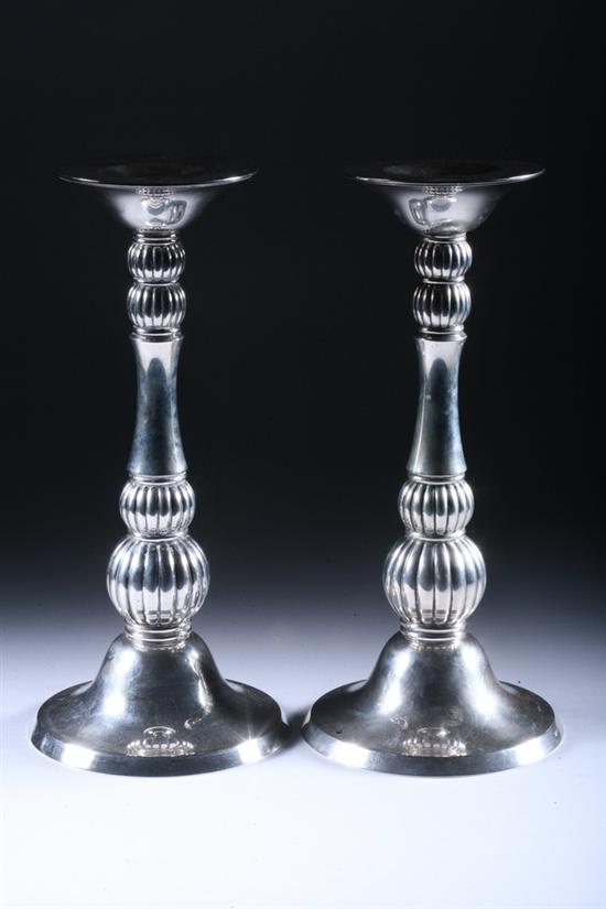 Appraisal: PAIR GERMAN SILVER CANDLESTICKS Early th century E H Mohr