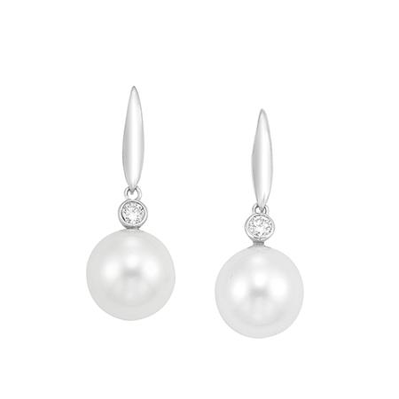 Appraisal: Pair of Diamond and Cultured Pearl Earrings Estimate -