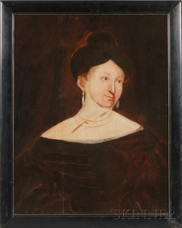 Appraisal: American School th Century Portrait of a Woman in Burnt