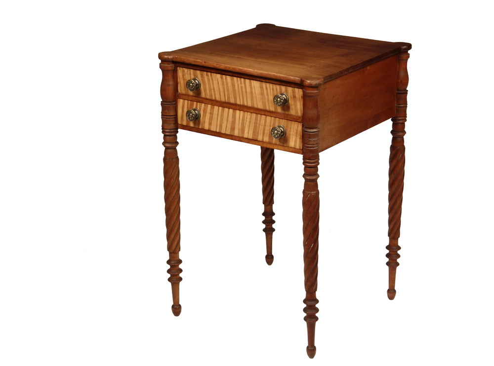 Appraisal: NEW ENGLAND WORK STAND - Exceptional th c Sheraton Cherrywood