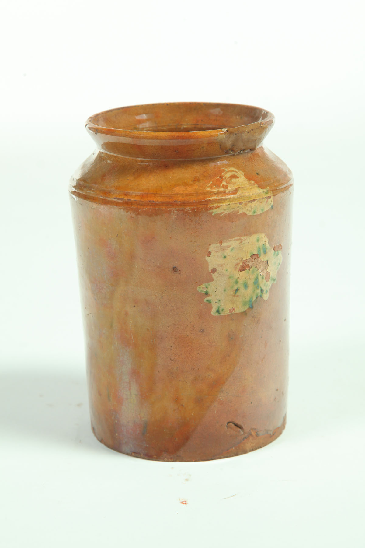 Appraisal: REDWARE CANNING JAR American possibly Shenandoah mid th century Mottled