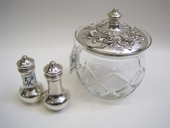 Appraisal: THREE PIECES OF GORHAM STERLING SILVER covered glass sugar bowl