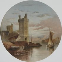 Appraisal: Mary J Galpin English th Century Fortress by a Lake