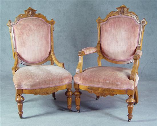 Appraisal: Pair of Victorian Chairs Late th Century Each having a