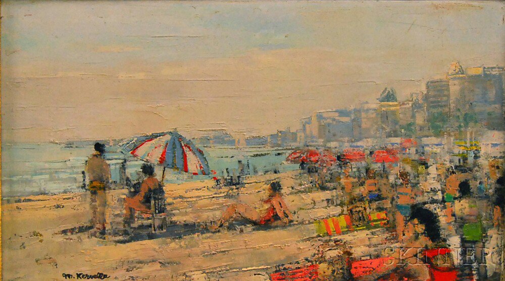 Appraisal: Marcel Kervella French b Plage de Tarragone A Spanish Beach