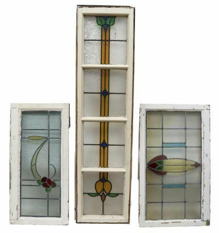 Appraisal: lot of English architectural stained and leaded glass windows early