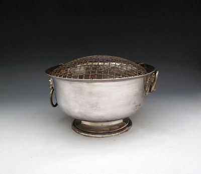 Appraisal: A silver rosebowl by The Barnards London circular form lion