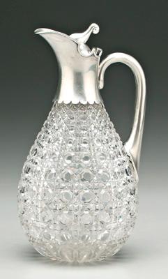 Appraisal: English silver mounted decanter London J G S cut glass