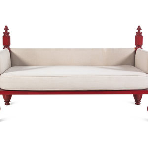 Appraisal: An Indian Red Painted Daybed th Century Height x width