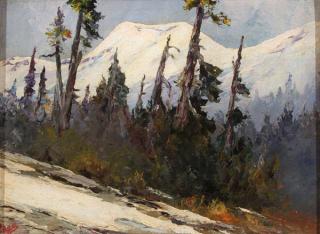 Appraisal: J DAHLAGER PAINTING MT ACHILLES ALASKA JULES DAHLAGER American -