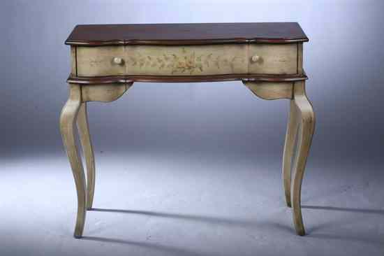 Appraisal: LOUIS XV STYLE PAINT-DECORATED CONSOLE TABLE Serpentine molded top above