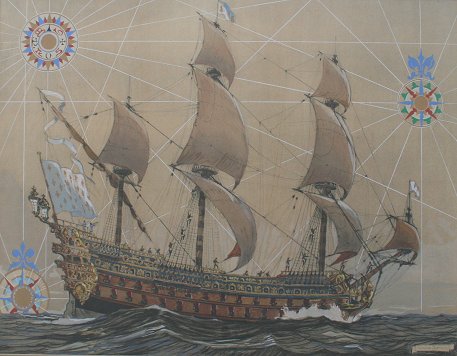 Appraisal: CHAPRON Durand European th C Spanish Galleon W C Gouache