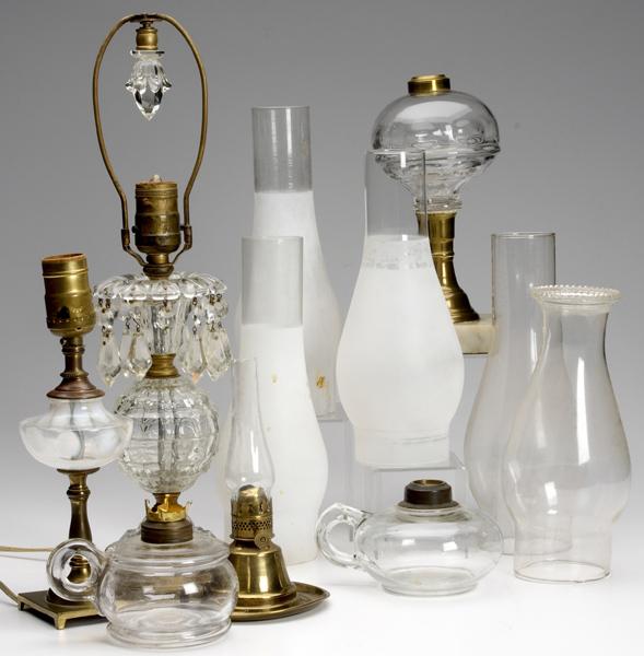 Appraisal: LIGHTING LOT Eleven pieces including four oil lamps two electric