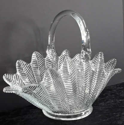 Appraisal: Vintage L E Smith Glass Feather Basket Produced from the