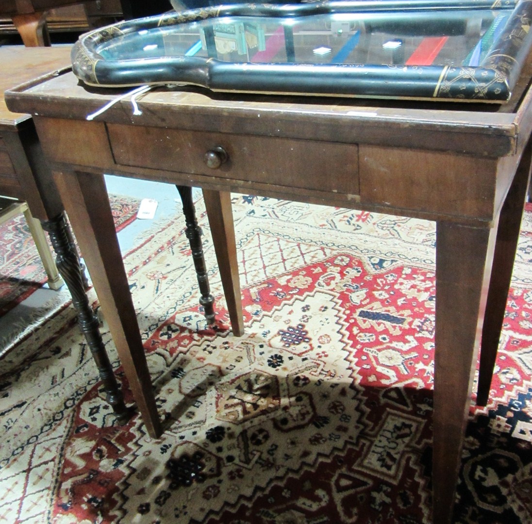 Appraisal: A th century walnut rectangular side table with chessboard top