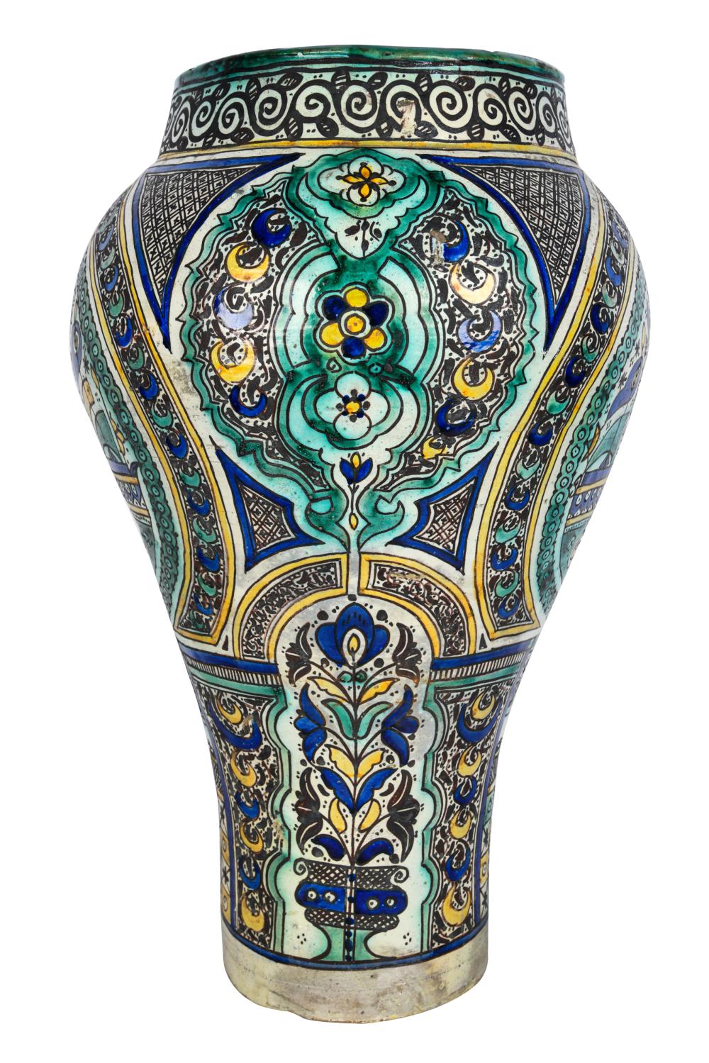 Appraisal: ARABESQUE GLAZED CERAMIC VESSELCondition with minor loss to base inches