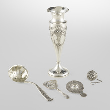 Appraisal: COLLECTION OF TABLEWARES late th centurysterling silver silver h dia