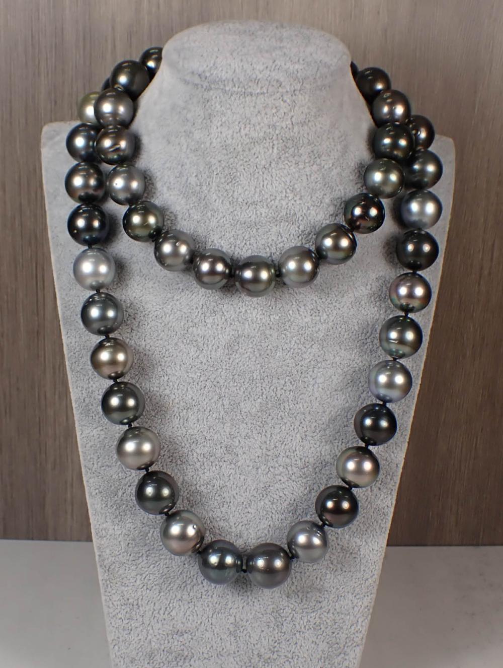 Appraisal: LARGE MULTI COLOR TAHITIAN PEARL NECKLACE - hand-knotted strand of