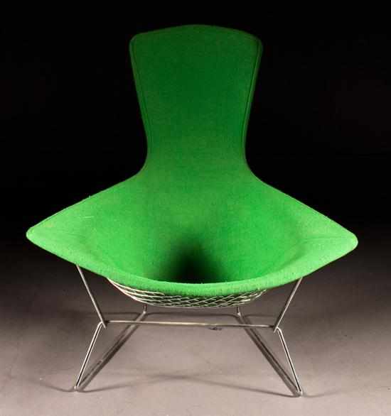 Appraisal: Harry Bertoia ''Bird'' chair for Knoll designed chrome wire frame