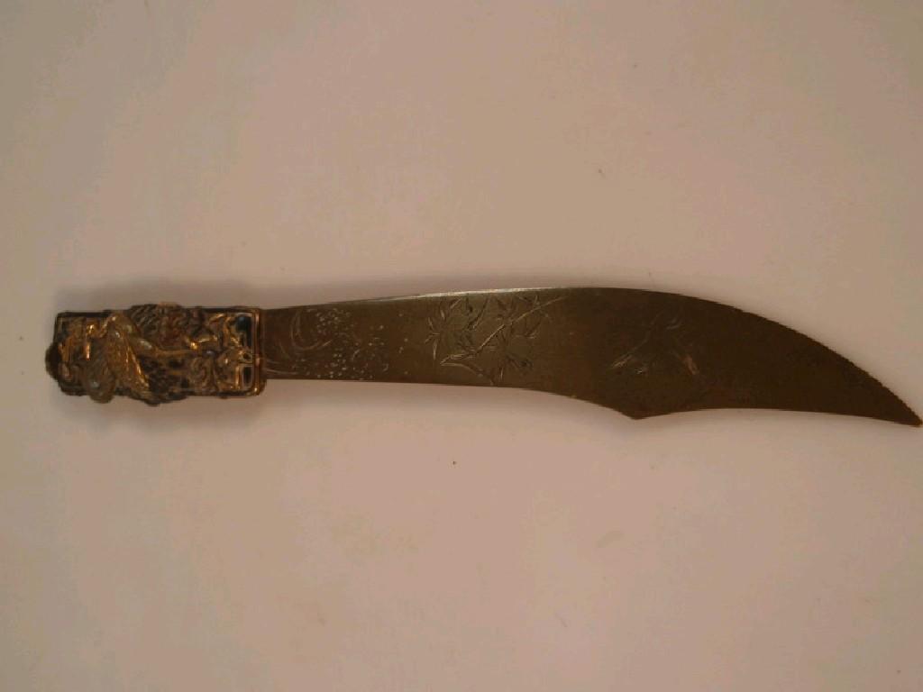 Appraisal: An early thC Japanese bronzed and gilt metal paper knife