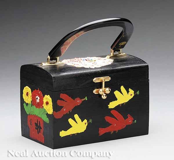 Appraisal: Clementine Hunter American Louisiana - Painted Purse Yucca House also