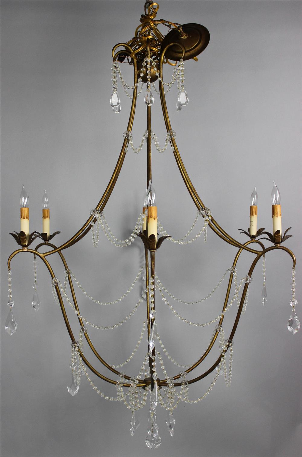 Appraisal: LARGE SHABBY CHIC FRENCH STYLE ELIZABETH SIX LIGHT CHANDELIER WITH