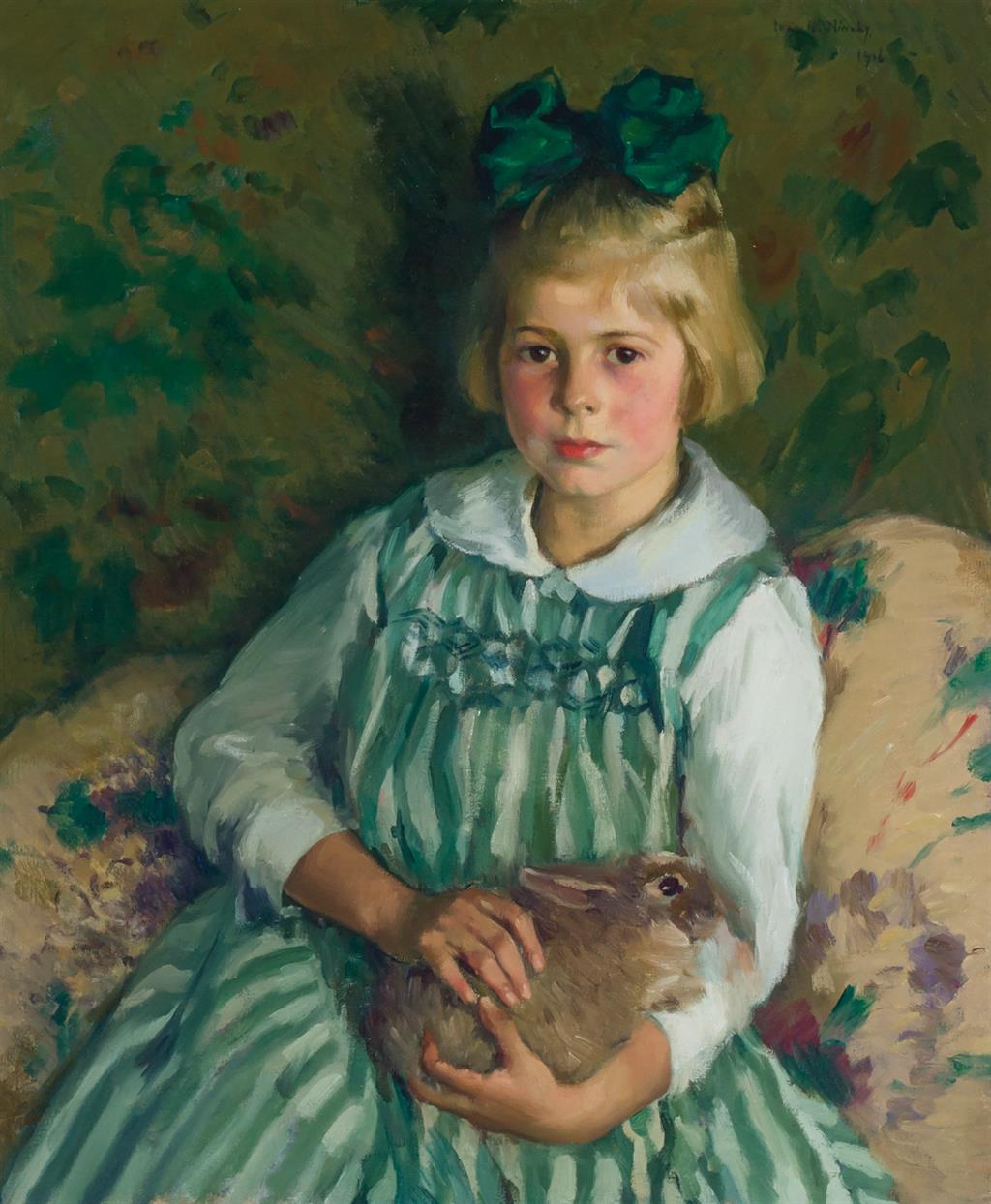 Appraisal: IVAN G OLINSKY American Russian - Young Girl with Rabbit