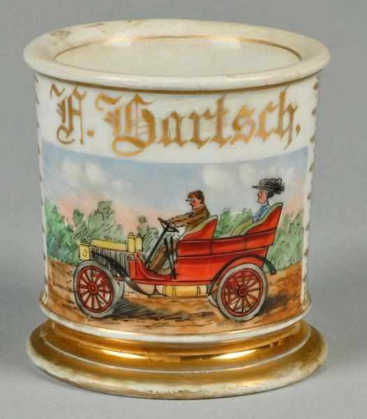 Appraisal: Open Touring Car Shaving Mug Description Gilt name F Bartsch