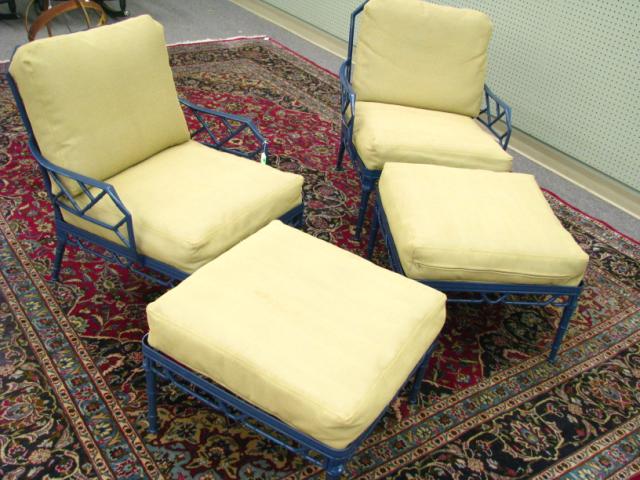 Appraisal: Pair of Brown Jordan Calcutta II chairs and ottomans blue