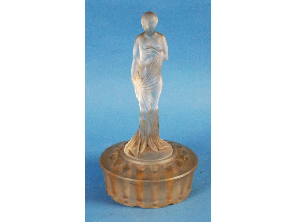 Appraisal: ART DECO FROSTED GLASS FIGURE OF A SEMI DRAPED FEMALE