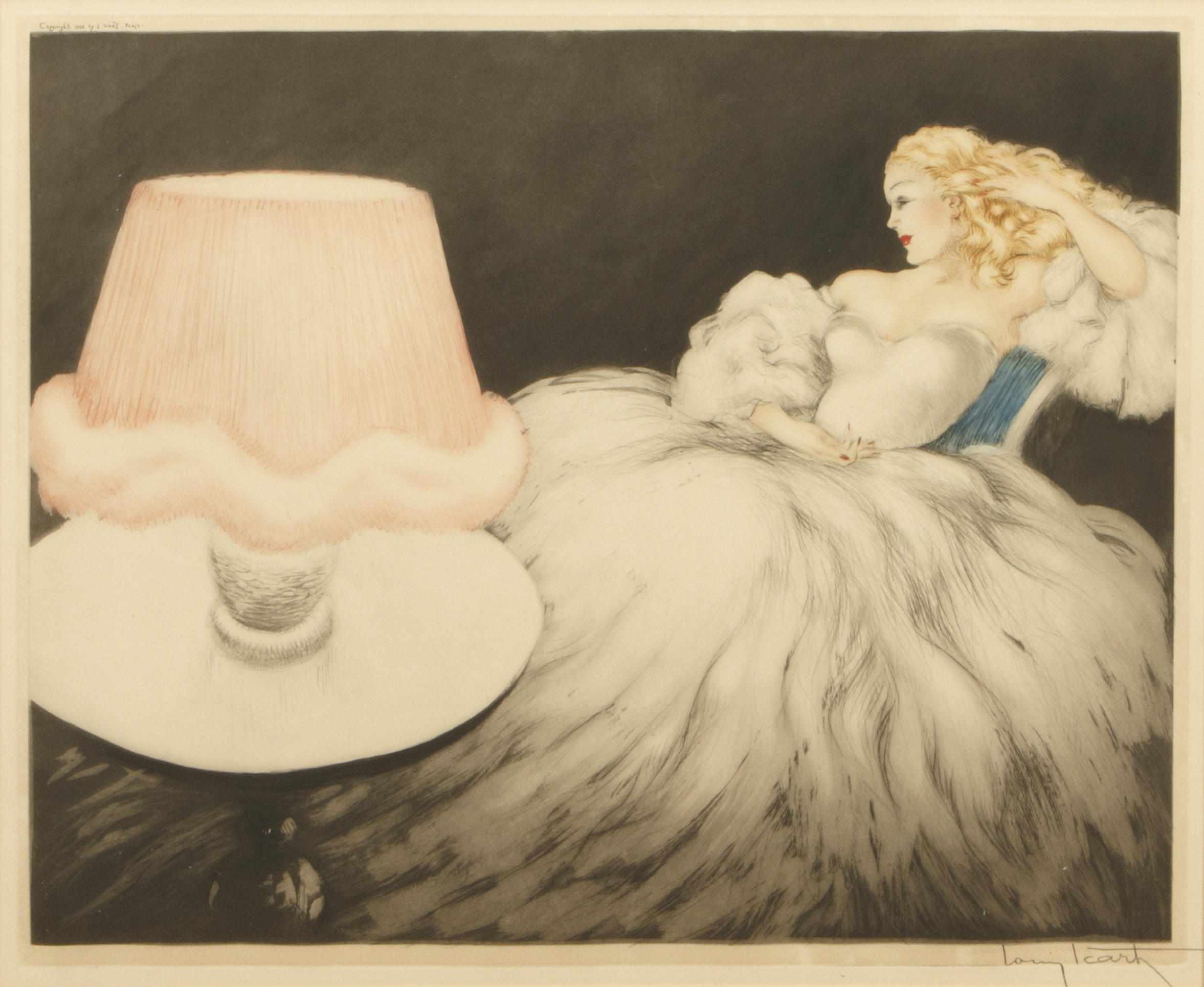 Appraisal: Louis Icart French - Lampshade H C I Etching and