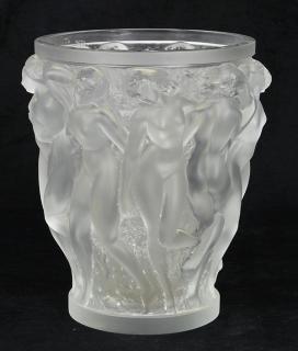 Appraisal: Lalique Bacchantes Grand Crystal Vase th century designed by Rene