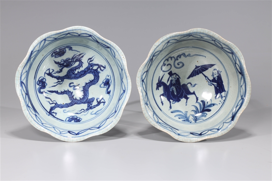 Appraisal: Two Chinese blue and white porcelain bowls one with dragon