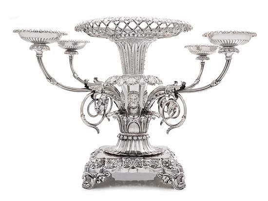 Appraisal: A George III Silver Epergne Paul Storr London the foliate