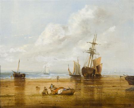 Appraisal: WILLIAM PHILIP BARNES FREEMAN - VESSELS UNLOADING ON THE SHORE