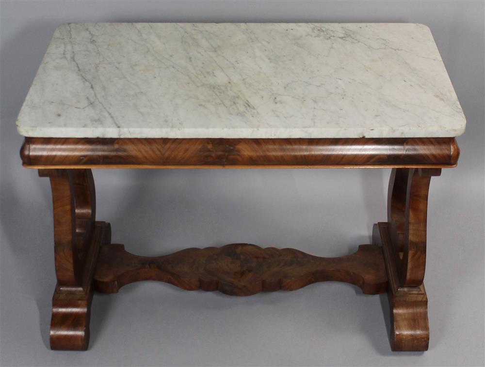 Appraisal: EMPIRE MARBLE AND MAHOGANY TABLE having a rectangular white marble