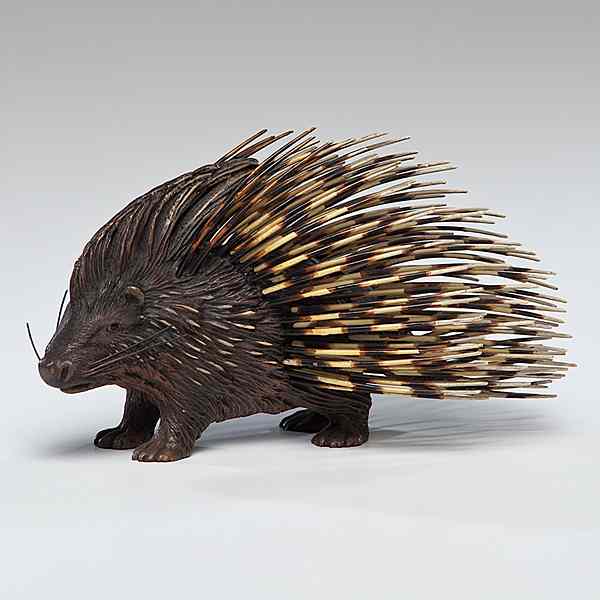 Appraisal: Austrian Cold-Painted Bronze Porcupine Austrian early th century A cold-painted